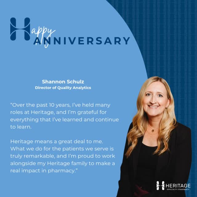 A decade of excellence! Thank you Shannon Schulz for 10 years of hard work, heart, and commitment to our patients.